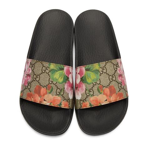 replica gucci floral slides|Gucci floral slides size 8.